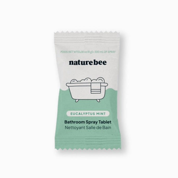 Nature Bee Bathroom Spray Cleaning Tablets in eco-friendly biodegradable packaging, designed for effective bathroom surface
