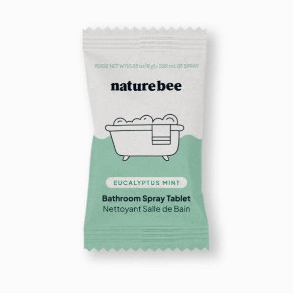 Nature Bee Bathroom Spray Cleaning Tablets in eco-friendly biodegradable packaging, designed for effective bathroom surface