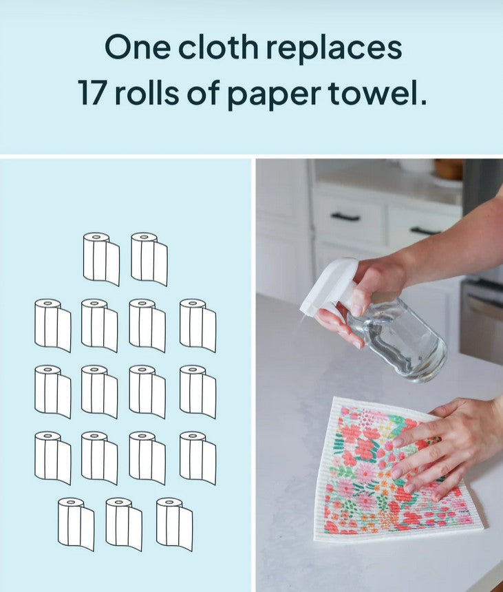 Close-up of the Pink Nature Bee Sponge Cloth's textured surface revealing tiny honeybee imprint details and vibrant pink