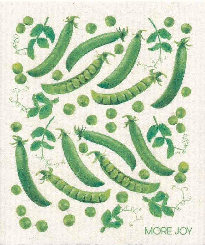 MORE JOY Peas Swedish Dishcloth made of cellulose and cotton, blue patterned biodegradable cleaning cloth, 6x8 inches
