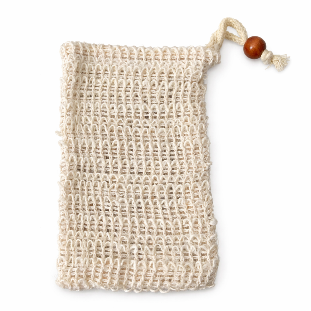 Plantish sisal soap bag regular size, zero-waste exfoliating soap saver pouch