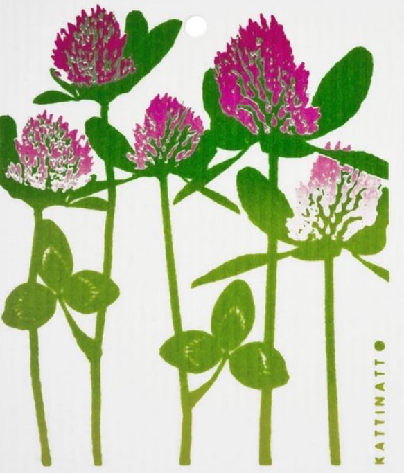 Red clover Kattinatt Swedish dishcloth reusable eco sponge cloth cellulose cotton floral botanical sustainable cleaning Canada