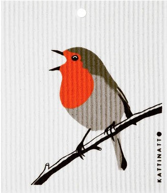 Robin Kattinatt Swedish dishcloth reusable eco sponge cloth cellulose cotton bird design red breast sustainable cleaning Canada