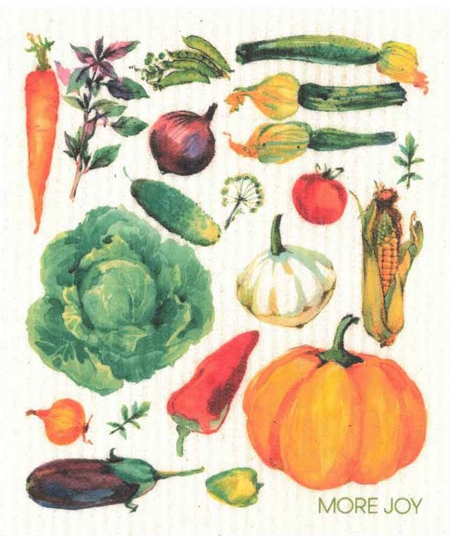 Root Vegetables More Joy Swedish Dishcloth with colorful biodegradable cellulose and cotton material, versatile cleaning