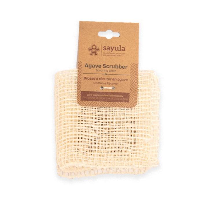 Sayula biodegradable agave dish scrubber with textured scouring surface for cleaning vegetables and cookware