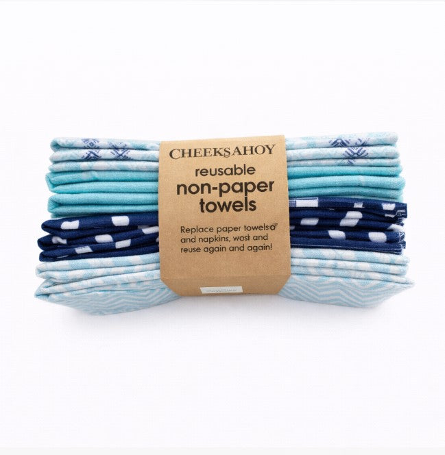 Cheeks Ahoy Reusable Folded Non-Paper Towels - Seaside