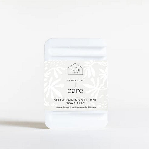 Silicone soap tray by The Bare Home with drainage holes, 4x3 inches, flexible silicone material, white finish, countertop