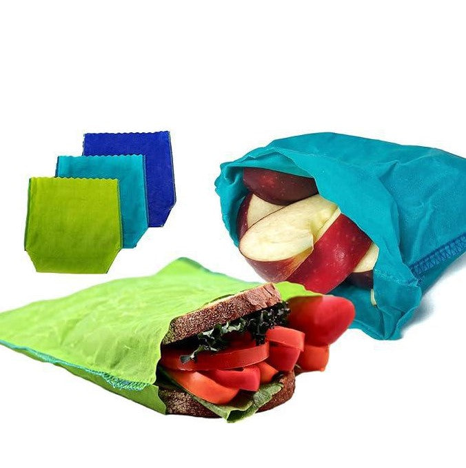 Etee beeswax sandwich bags with natural honey-colored beeswax coating for eco-friendly food storage