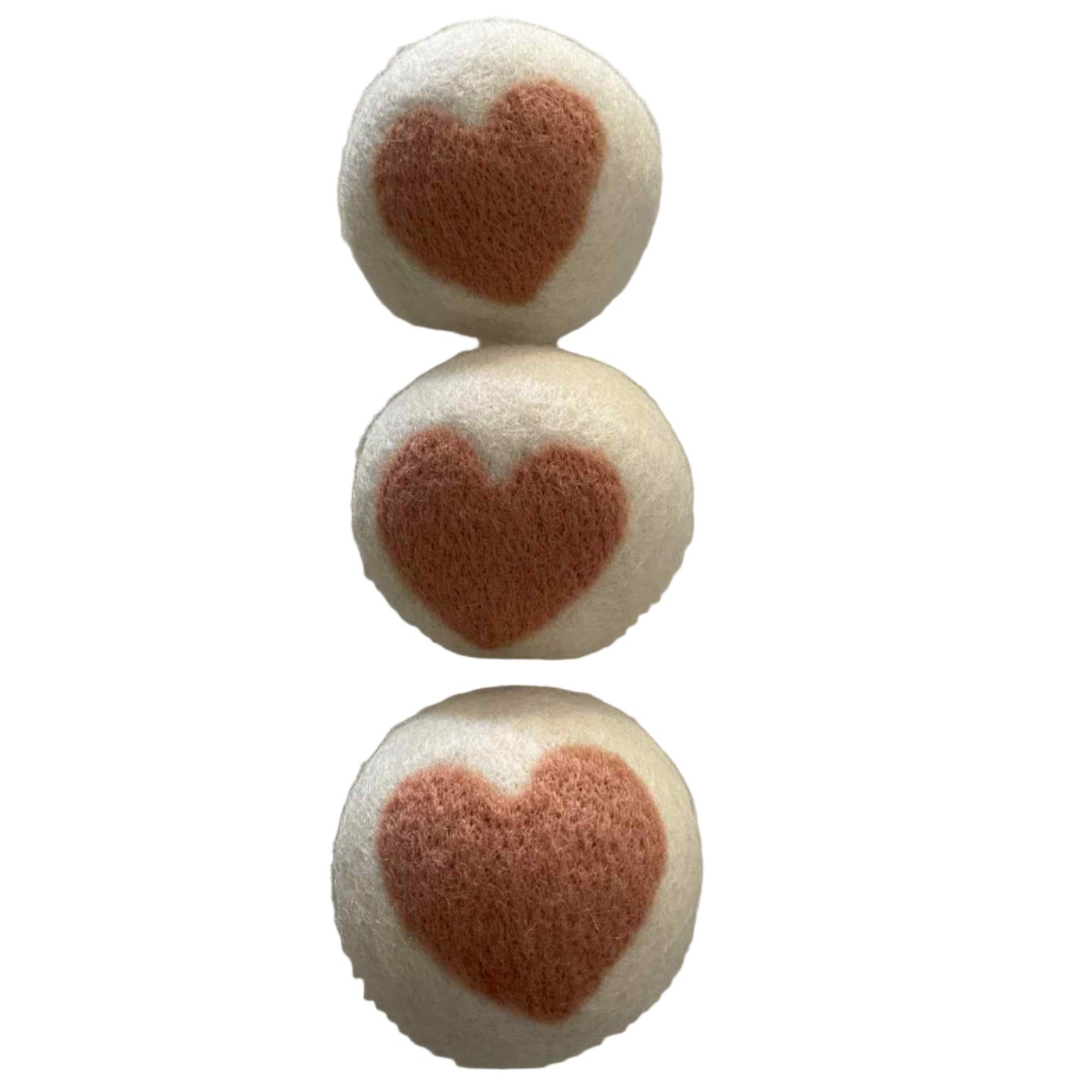 Close-up of textured wool dryer balls showcasing their natural, hand-crafted fiber details from an overhead angle.