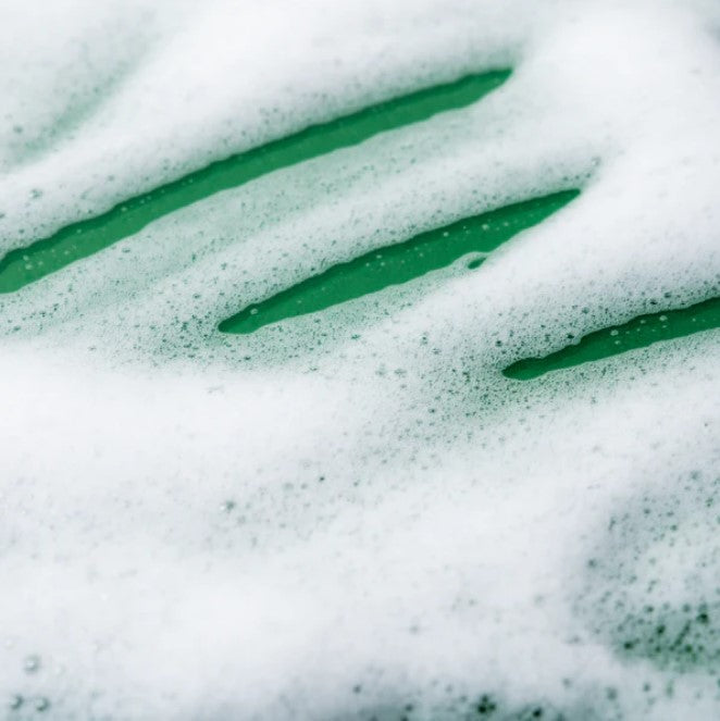 Close-up of Birch Baby Shampoo label highlighting natural ingredients and gentle formula details on the bottle.