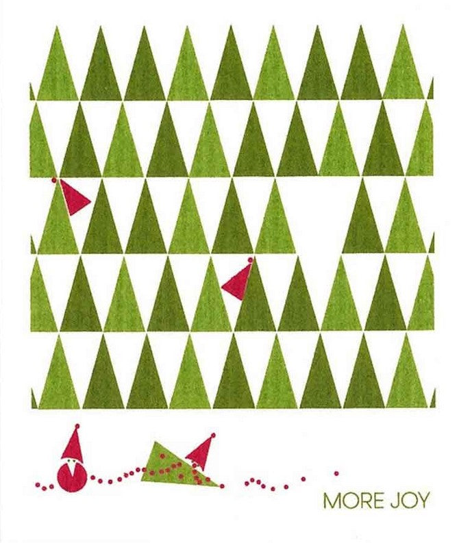 Stolen Christmas Tree More Joy Swedish dishcloth featuring red and green Christmas tree pattern, biodegradable cellulose and