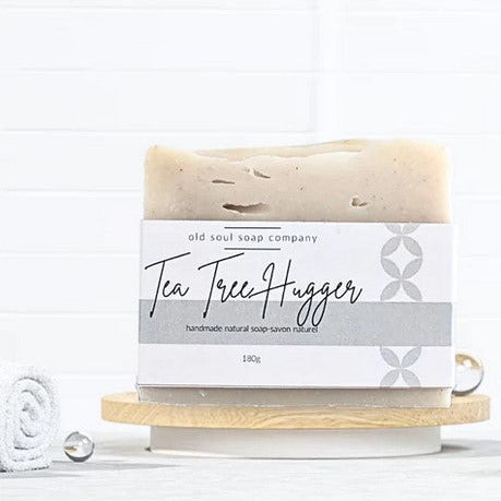 Old Soul Soap Company Tea Tree Hugger artisan vegan bar soap with natural green tea tree oil, handcrafted in Canada