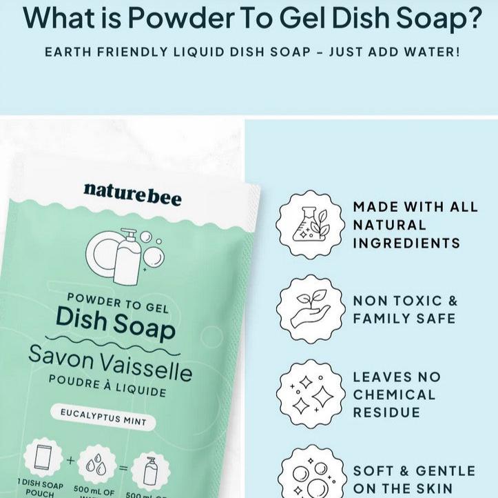 Close-up of clear gel texture with eucalyptus mint scent indicators and lightweight, squeezable white packaging with green