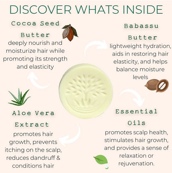 Close-up of the Conditioner Bar’s textured surface with visible lemongrass and peppermint herbal flecks for energizing scent.