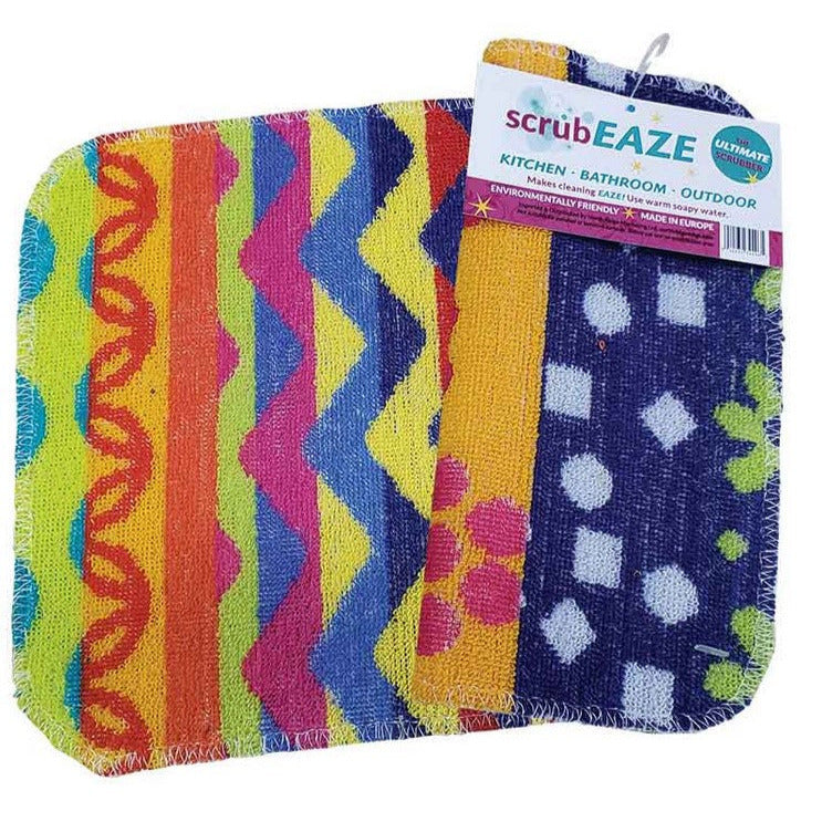 scrubEAZE XL scrubber cloth with textured green microfiber surface for kitchen and bathroom cleaning