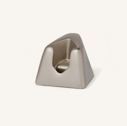 Leaf Silver Leaf Razor Stand in polished stainless steel with leaf-shaped design and smooth matte finish