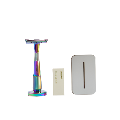 Leaf Shave Twig Razor Kit Prism with stainless steel handle and textured leaf-shaped razor head in matte black finish