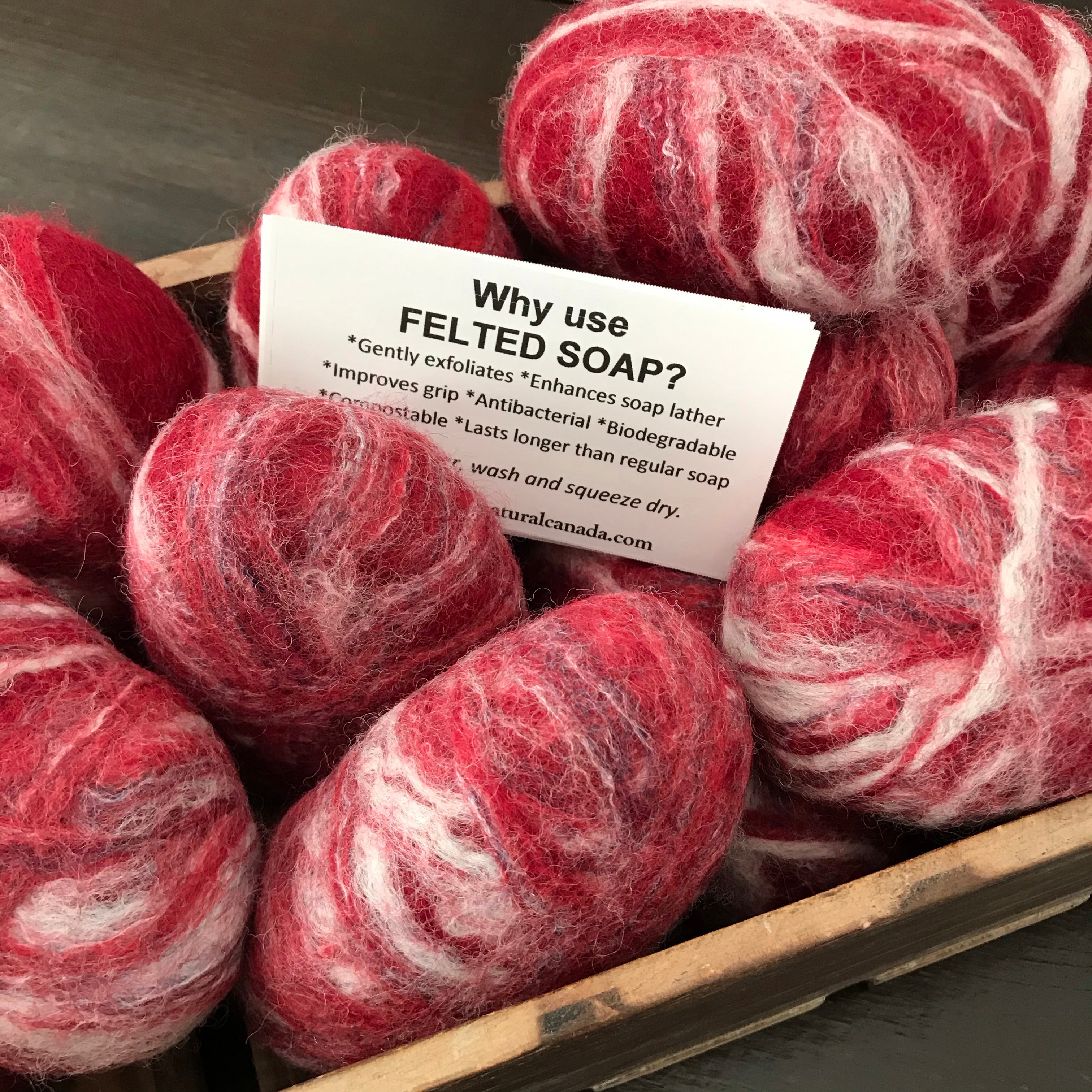 Felted Apple Cinnamon Oval Soap by Simply Natural Canada with textured felted surface, warm apple cinnamon scent