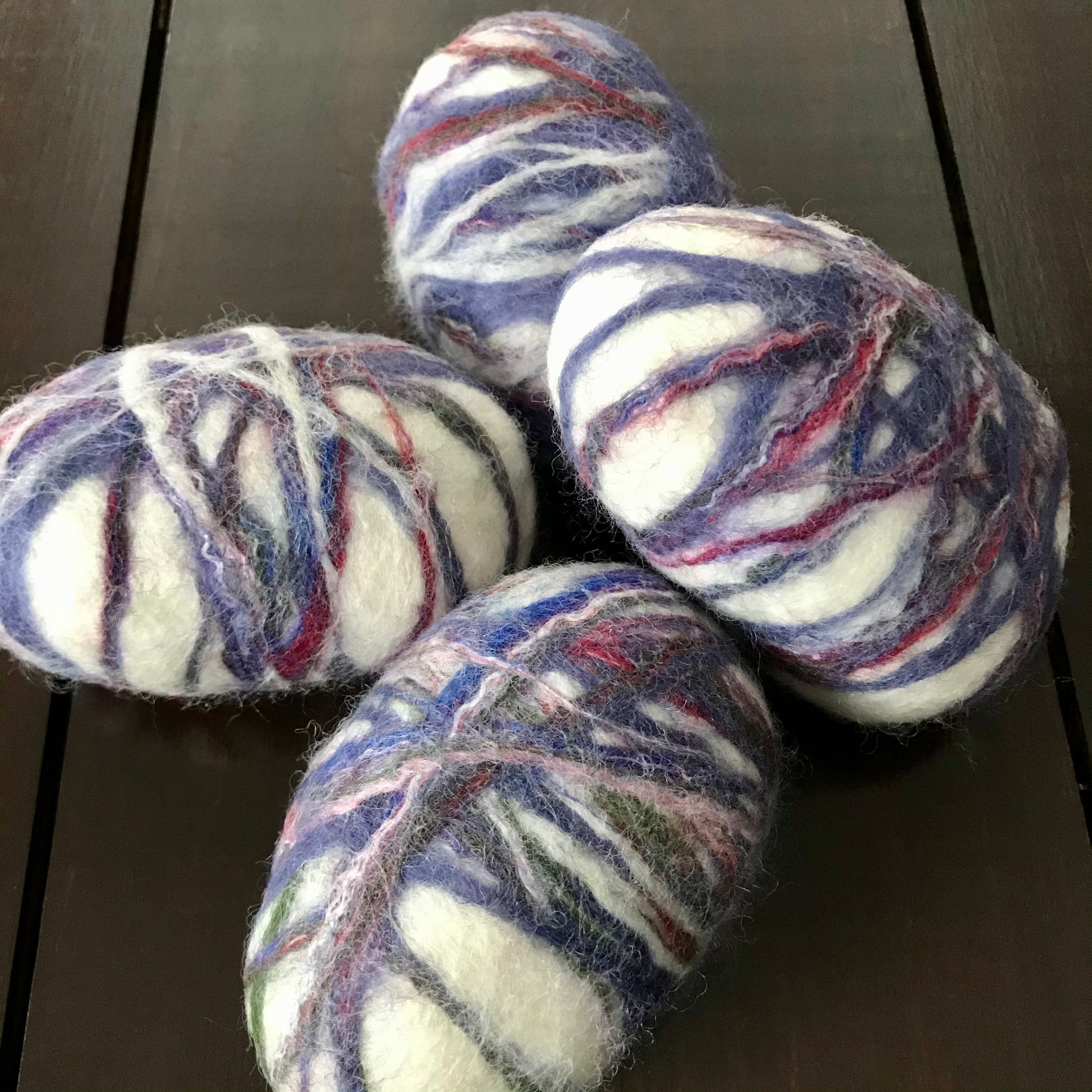 Hand-felted lavender oval soap with textured surface and natural lavender scent, created by Simply Natural Canada felted