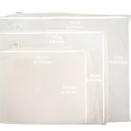 Close-up of organic cotton muslin bag's textured weave and hand-stitched drawstring closure for fresh food storage