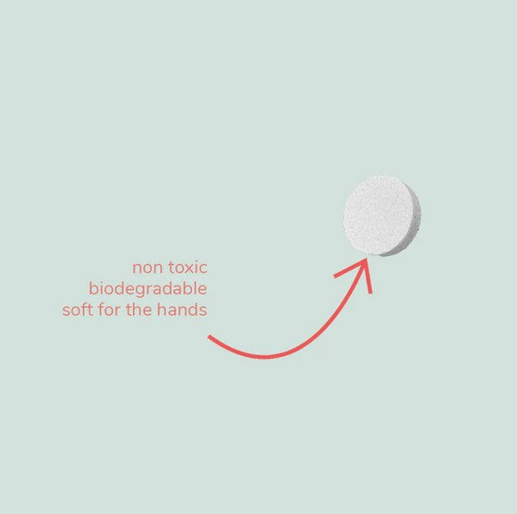 Close-up of Myni Clean Hands Kit label highlighting natural ingredients and eco-friendly packaging design