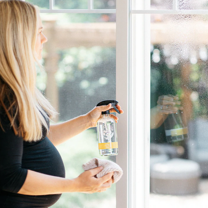 Close-up of the Lemon Tea Tree All Purpose Cleaner label highlighting natural ingredients and eco-friendly packaging details