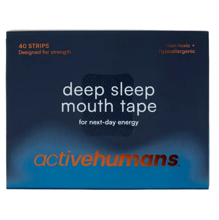 Active Humans Deep Sleep Mouth Tape 40-pack with transparent hypoallergenic adhesive, soft, breathable 3-inch wide silicone