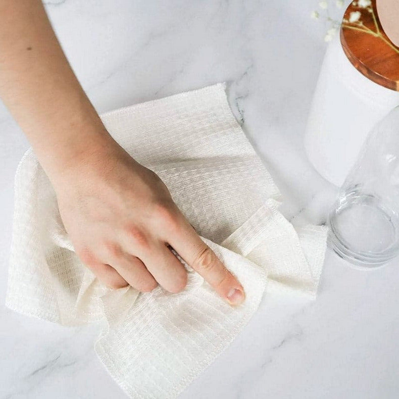 Plantish bamboo kitchen cloth made of soft, biodegradable bamboo fiber, 12x12 inches, eco-friendly compostable wash cloth