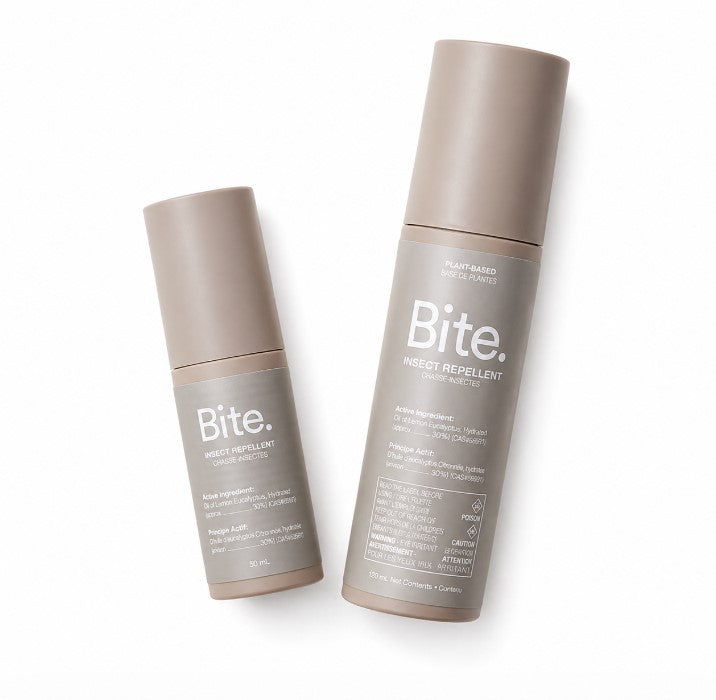 Bite insect repellent travel and full size bottles 50 ml and 120 ml plant based mosquito and tick repellent Canada DEET free spray