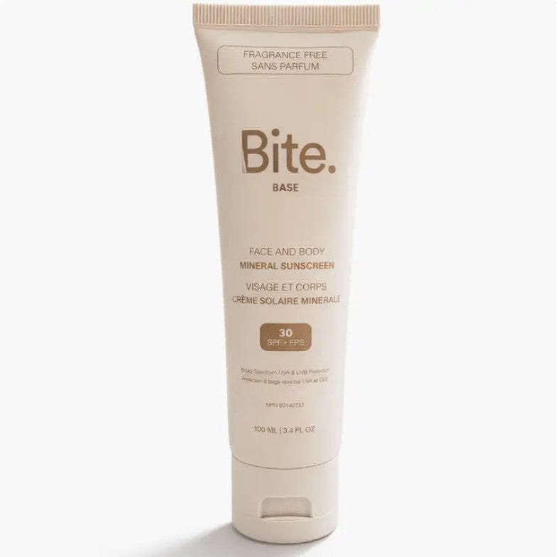 Bite Base Mineral Sunscreen SPF 30 Canada fragrance free mineral sunscreen tube