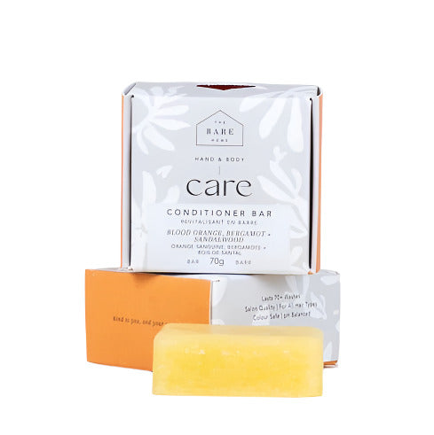Blood Orange Bergamot and Sandalwood conditioner bar by The Bare Home, 3 oz, natural ingredients, eco-friendly packaging