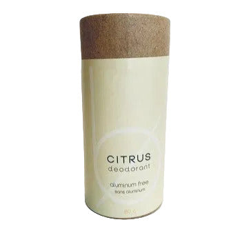 Bottle None Citrus Deodorant Stick in cardboard tube, aluminum-free Canadian made natural deodorant