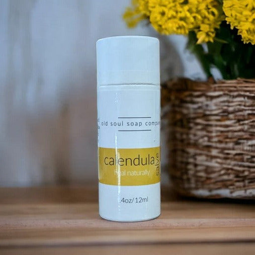 Old Soul Soap Company calendula salve in eco-friendly compostable tube, handcrafted herbal first aid balm for skin healing
