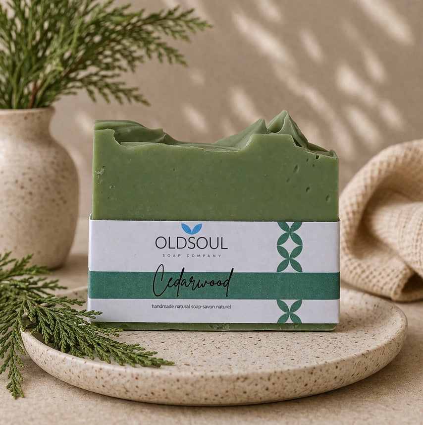 Canadian handmade cedarwood and spearmint vegan artisan soap bar