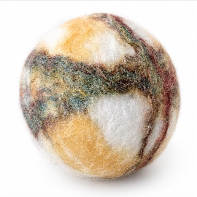 Handmade cedarwood beer felted soap ball with Corriedale wool