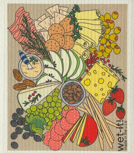 Charcuterie Wet-It Swedish dishcloth cheese fruit board design eco friendly reusable sponge cloth kitchen cleaning cloth