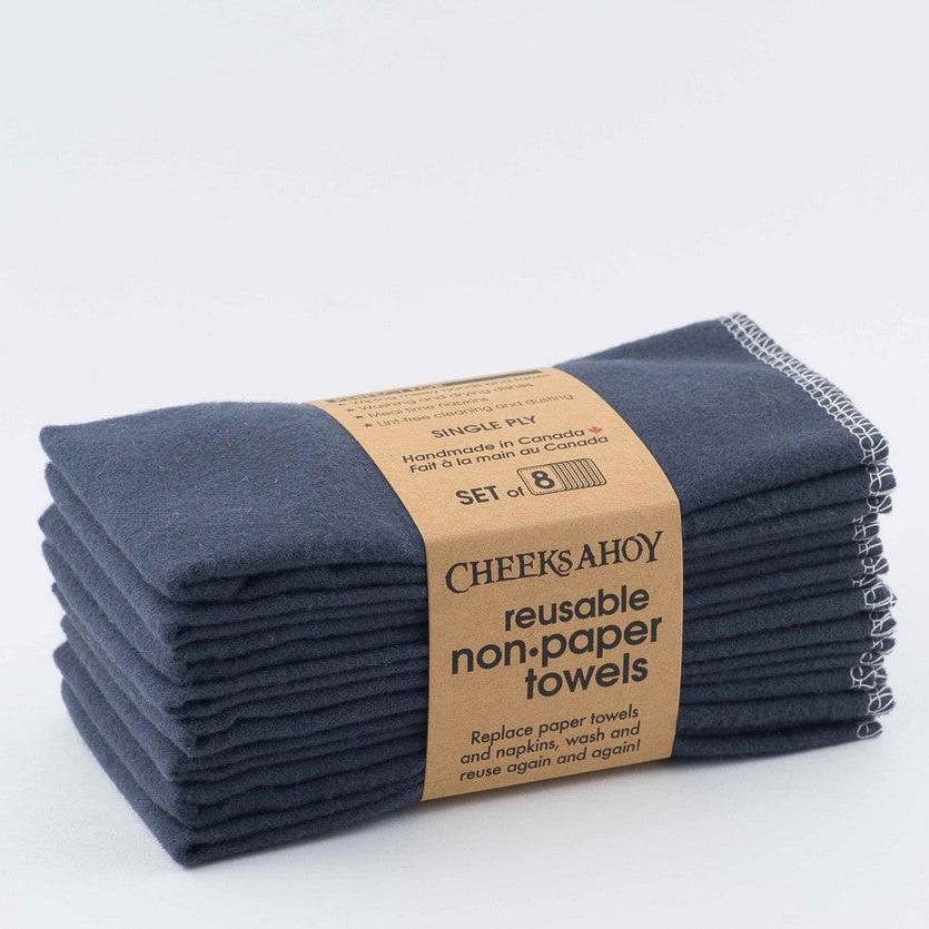 Cheeks Ahoy Charcoal Swedish Dishcloths set of 8, single-ply non-paper towels, textured cellulose and polyester, kitchen use