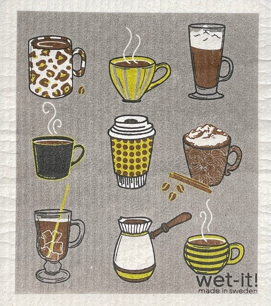 Coffee Shop Wet-It Swedish dishcloth coffee drinks design eco friendly reusable sponge cloth kitchen cleaning cloth