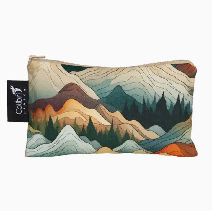 Colibri medium reusable snack bag in Mountains pattern made in Canada