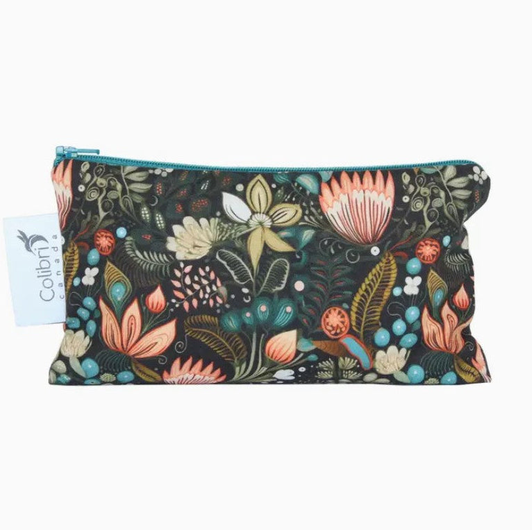 Colibri medium reusable snack bag in Penny Lane pattern made in Canada
