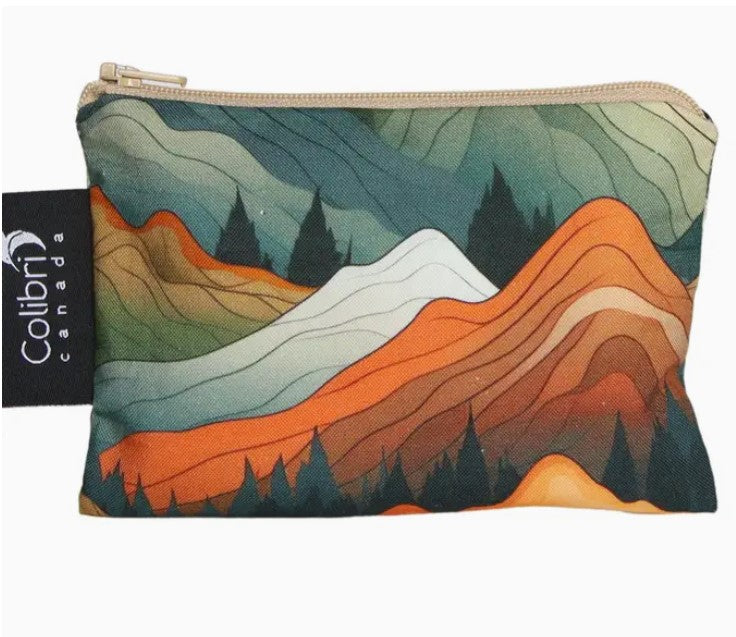Colibri small reusable snack bag in Mountains pattern made in Canada