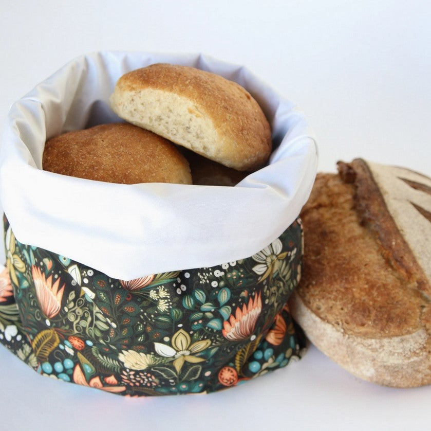 Colibri Penny Lane reusable bread bag used as bread basket liner