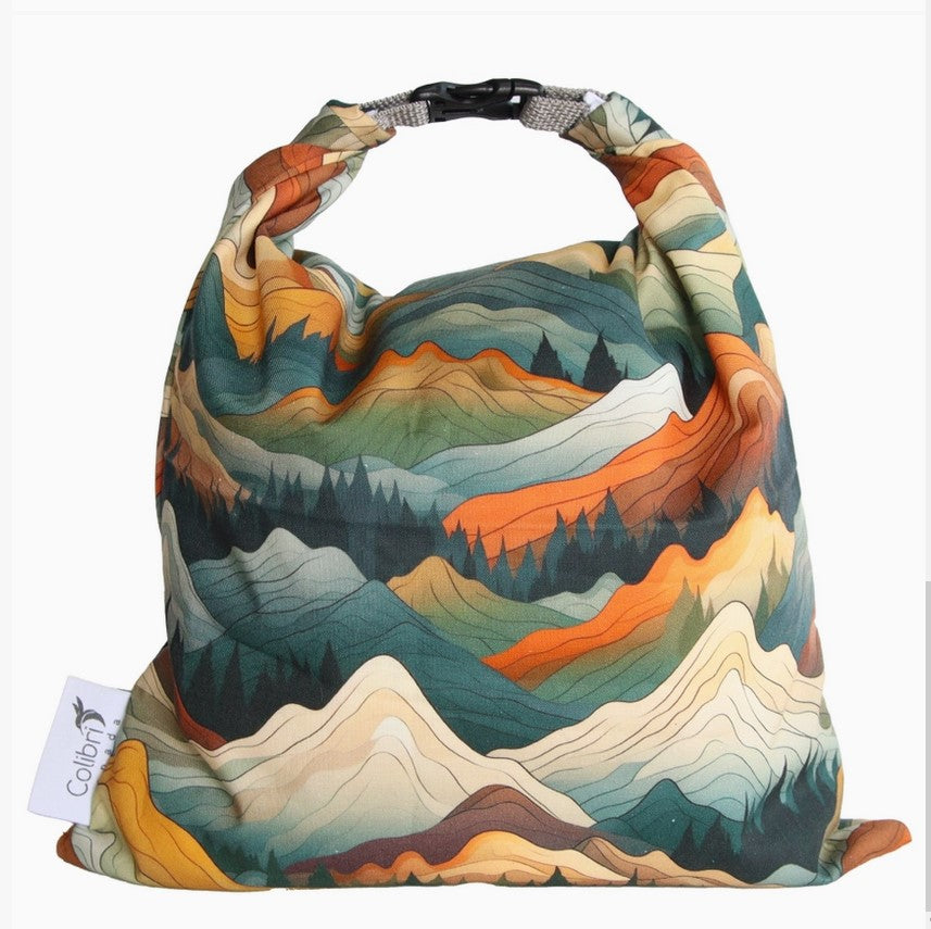 Colibri reusable bread bag in Mountains pattern made in Canada