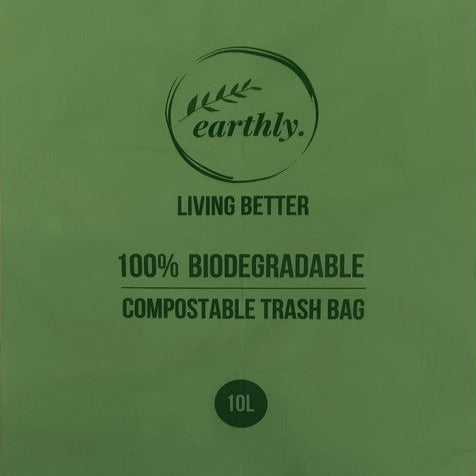 Earthly Change compostable garbage bag in translucent plastic, 10L capacity, eco-friendly material, kitchen essential for