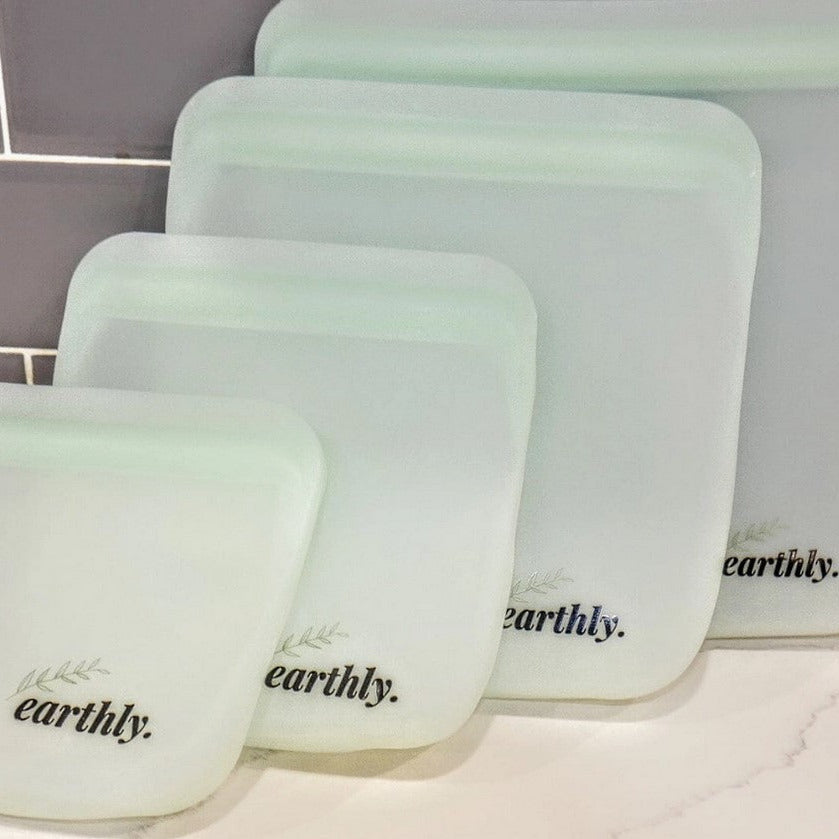 Close-up of a silicone bag featuring a vibrant, resealable zipper and flexible, eco-friendly material for snack storage