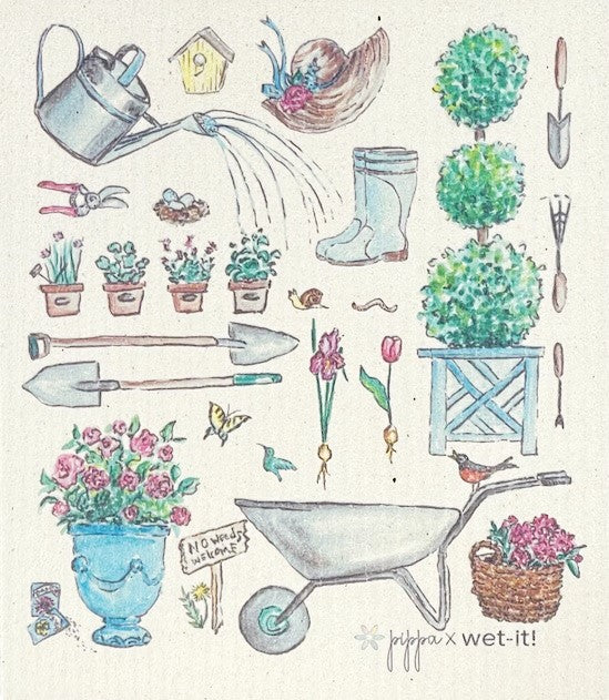 English cottage garden Wet-It Swedish dishcloth floral garden design eco friendly reusable sponge cloth kitchen cleaning cloth