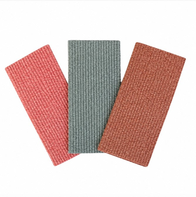 Plantish Essence of Earth Swedish dish cloth set of 3 in earthy colours on white background