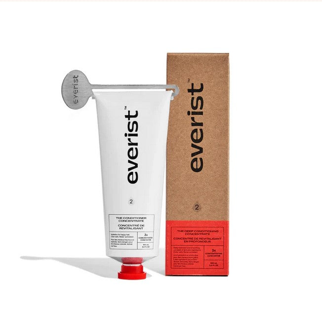 Everist deep conditioning concentrate tube with creamy texture, natural scent, and ingredients for curly hair, Canadian-made
