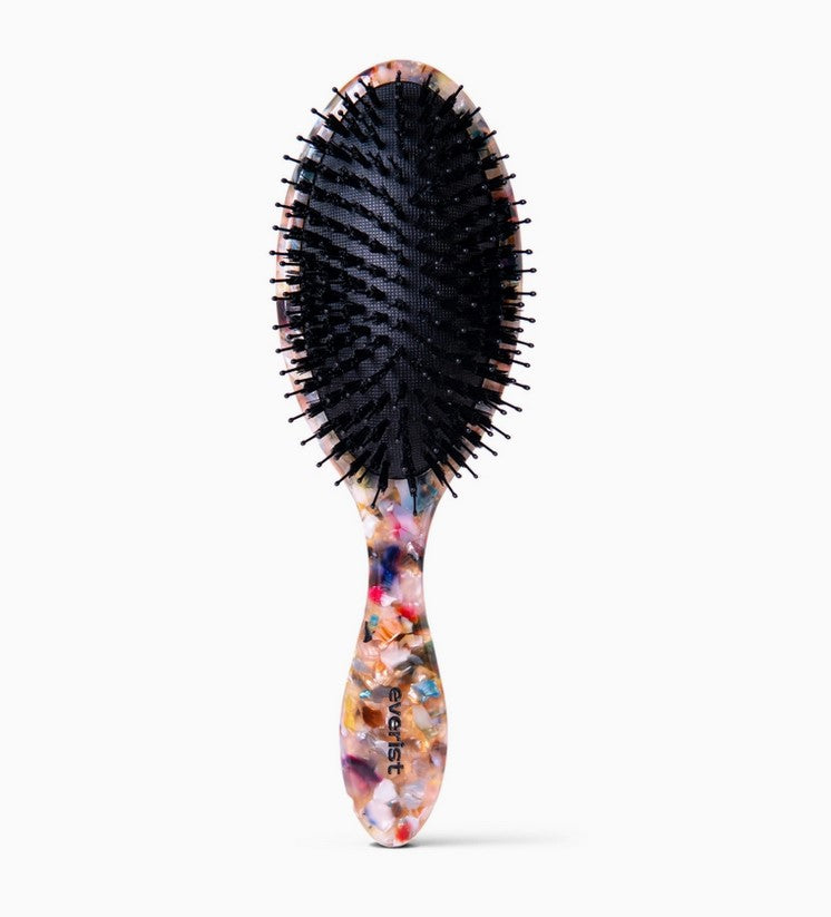 Everist Smooth & Shine Hair Brush with eco-friendly design, soft bristles, black handle, lightweight texture, and gentle