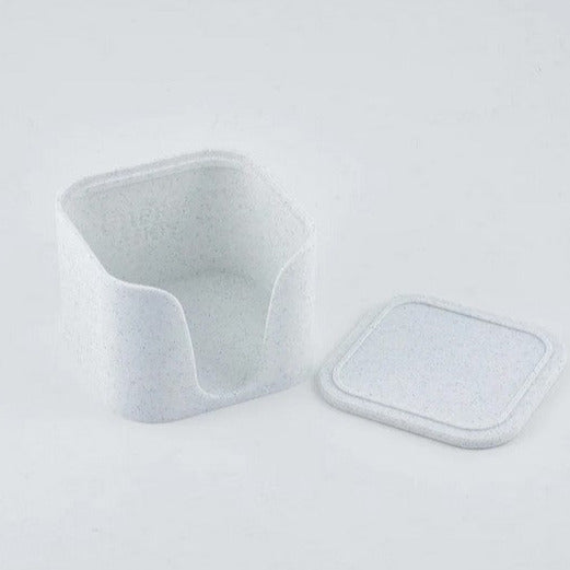 Close-up of the textured granite surface of the Facial Rounds Caddy, showcasing its durable, speckled stone finish and